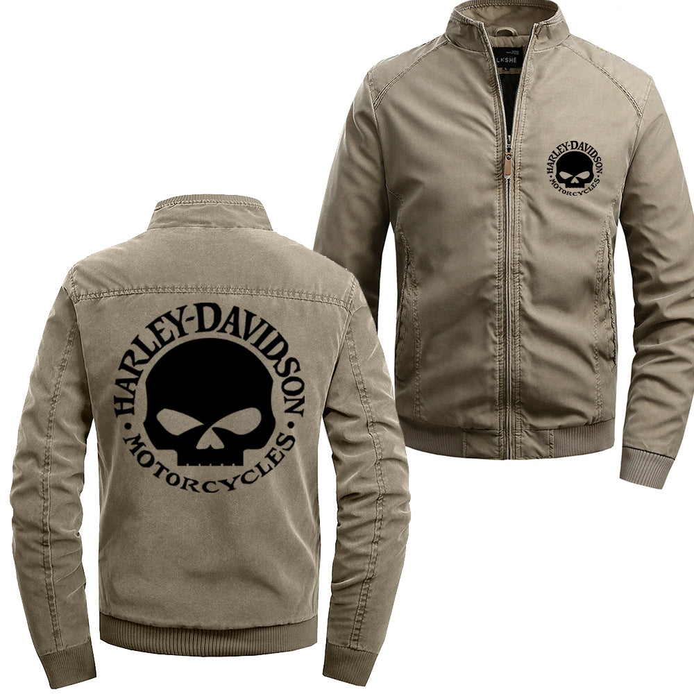 Stand Collar H D Skull Logo Cotton Jacket