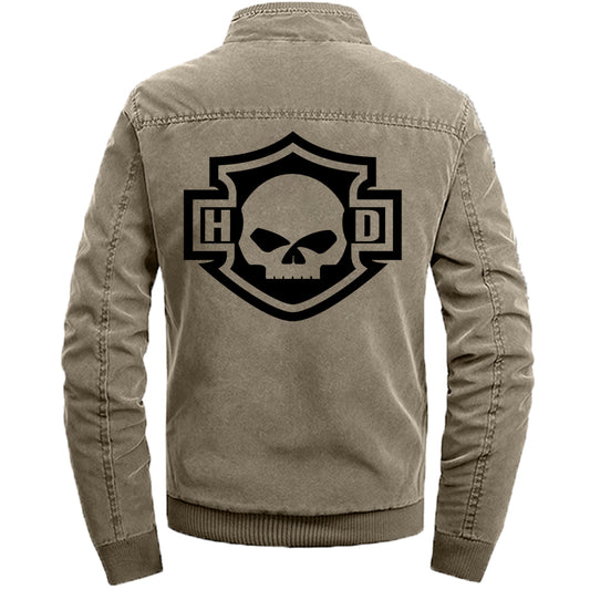 Stand Collar H D Skull Outline Logo Cotton Jacket