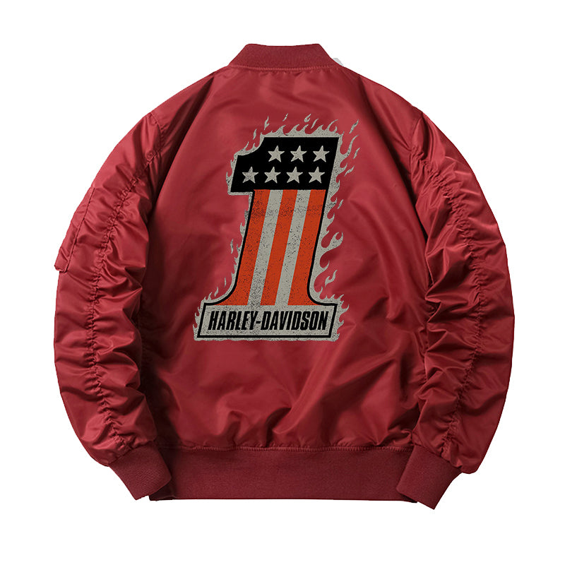 H D One Fire Design Bomber Jacket