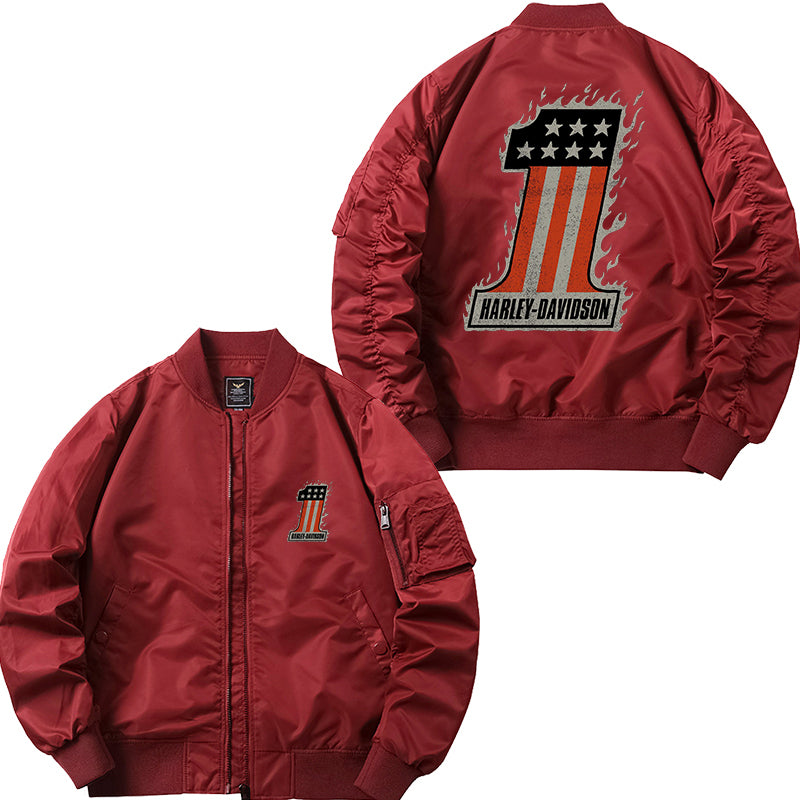 H D One Fire Design Bomber Jacket