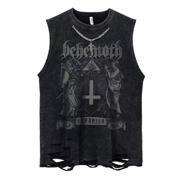 Demon Black Vintage Washed Vest