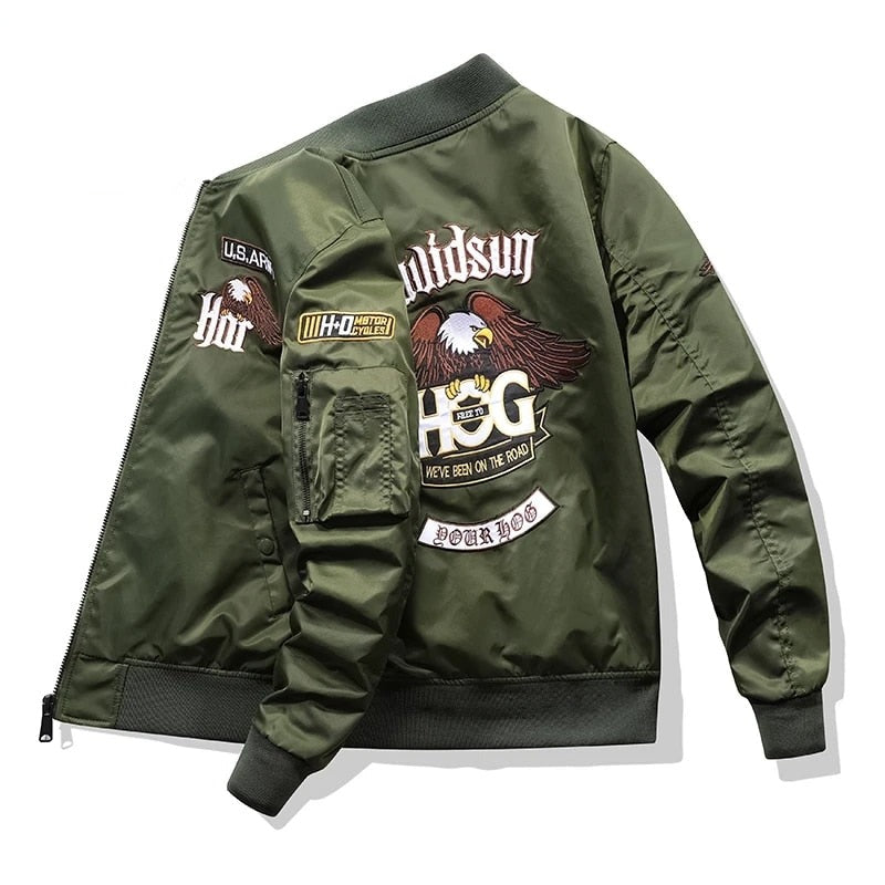 H D Bomber Jacket with HOG Embroidery Work – xroder