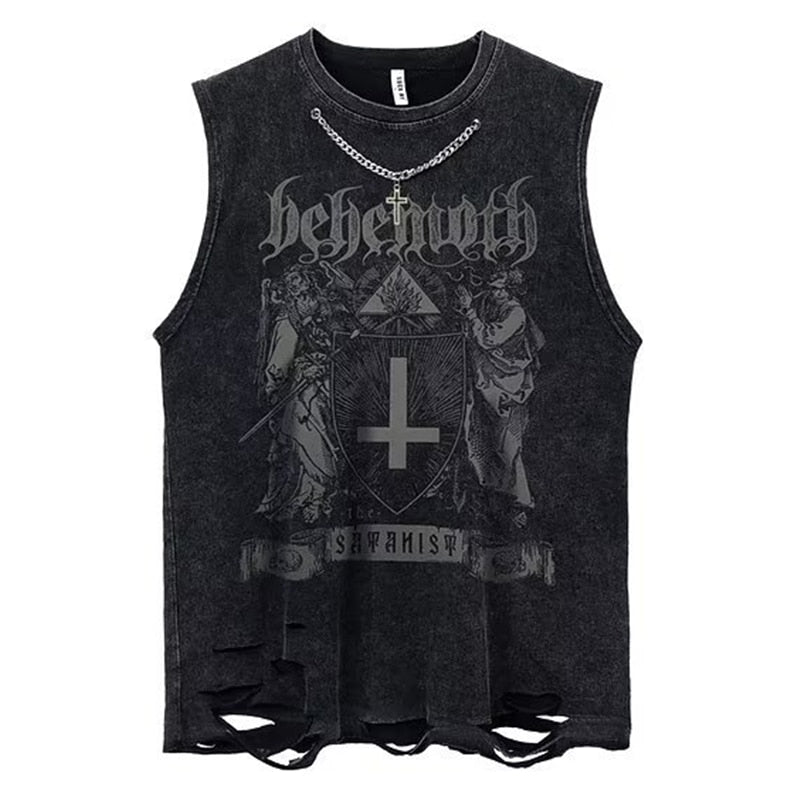 Demon Black Vintage Washed Vest