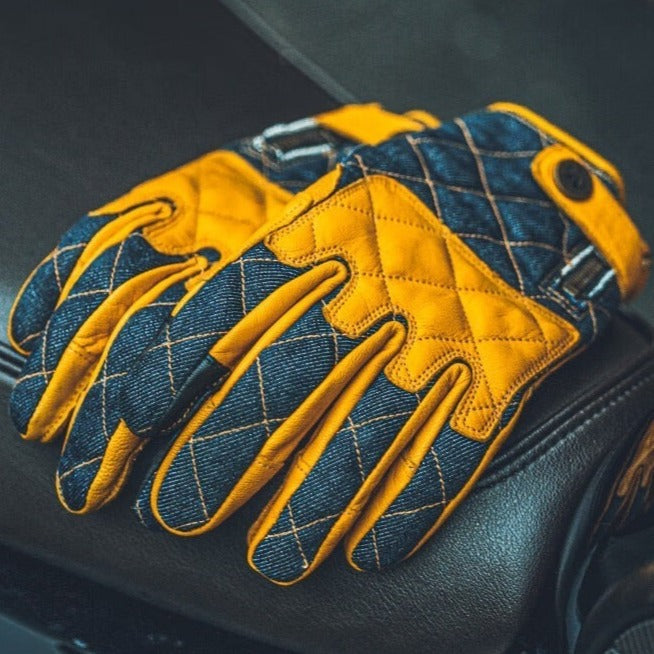 Denim Leather Designer Motorcycle Gloves