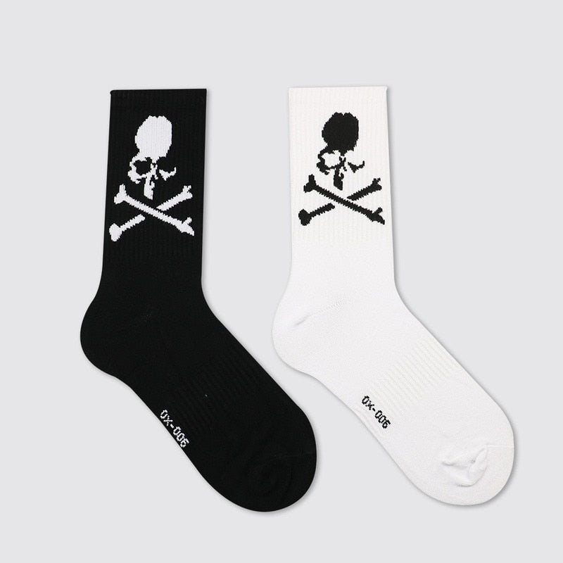 Black White Skull Cotton Socks
