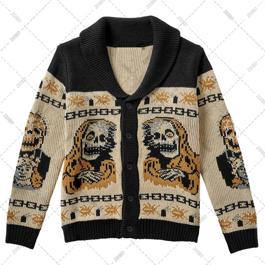 Gothic Ghost Pattern Skull Sweater