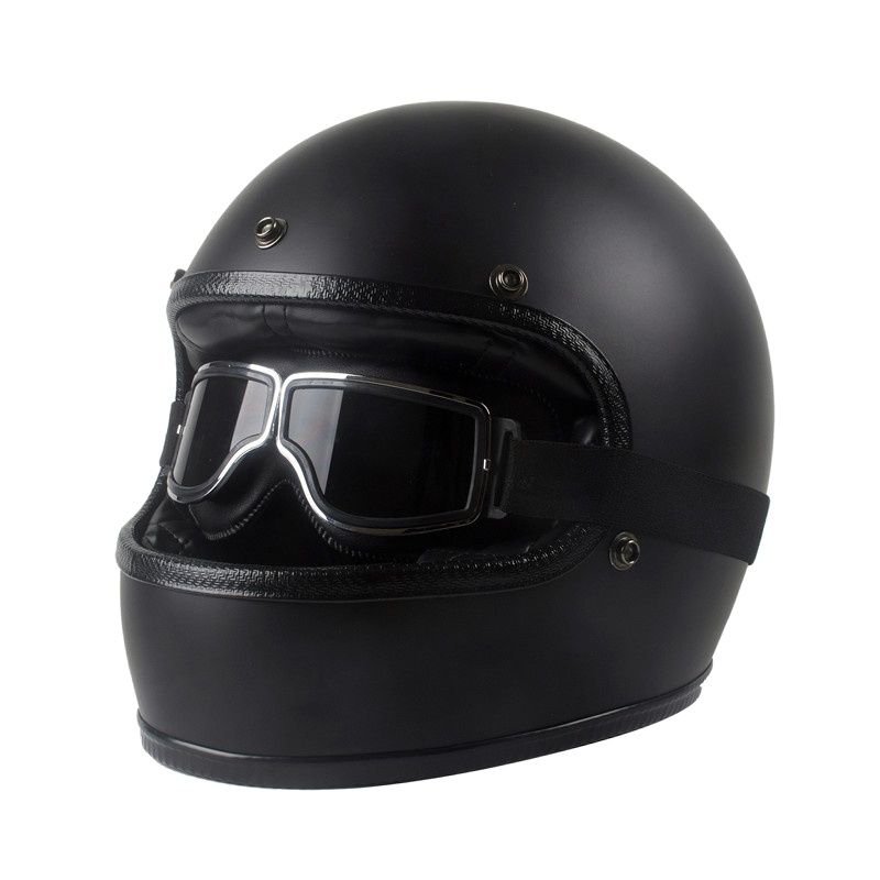 Matte Black Full Face Cruiser Vintage Motorcycle Helmet