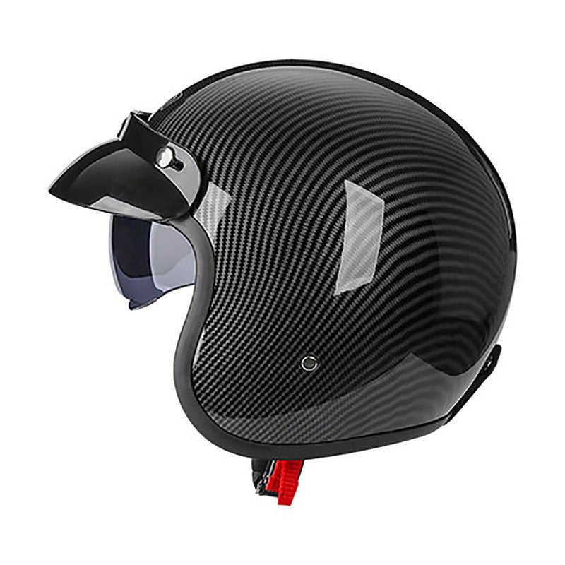 Carbon Fiber Pattern Motorcycle Open Face Helmet