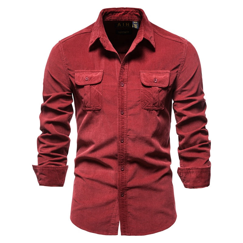 Corduroy Cotton Casual Slim Fit Shirt