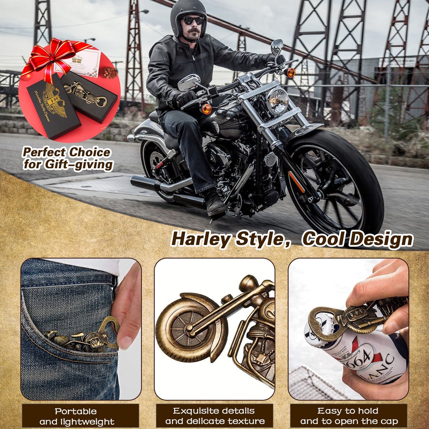 Bronze Motorcycle Shape Beer Bottle Opener