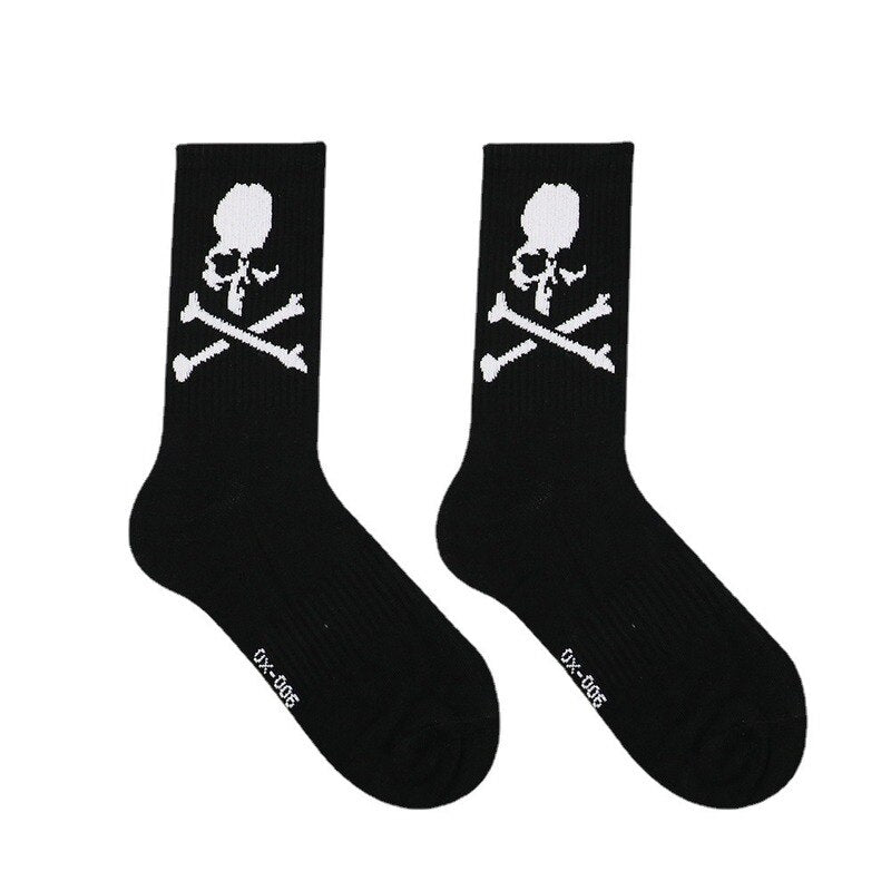 Black White Skull Cotton Socks