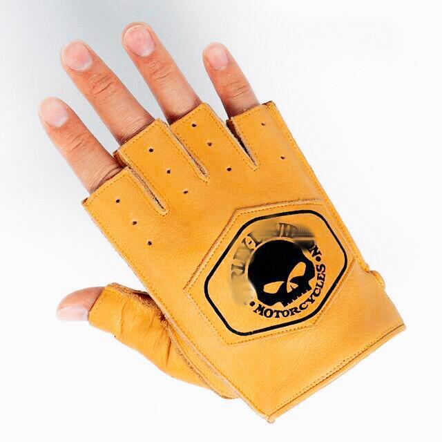 H D Retro Locomotive Leather Motorcycle Gloves