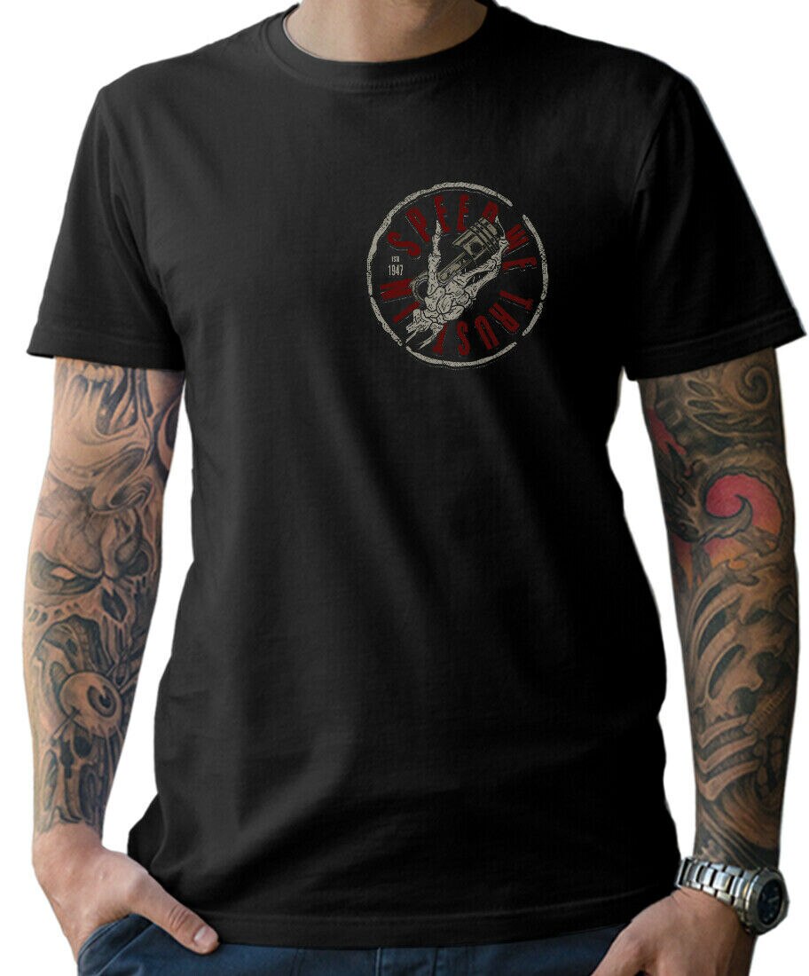 Black Biker Skull Hand Motorcycle T-Shirt