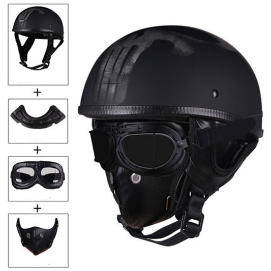 Printed Half Face Helmet With Removable Glasses and Mask