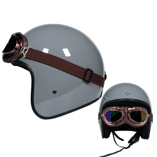 Unisex Vintage Motorcycle  Open Face Helmets with Glasses