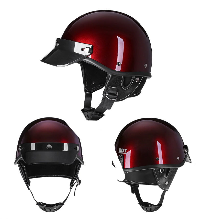 Open Face Retro Helmet, Red