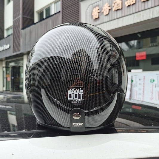 Carbon Fiber Pattern Motorcycle Open Face Helmet