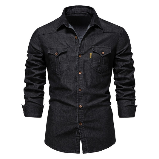 Cotton Denim Long Sleeve Cowboy Shirt