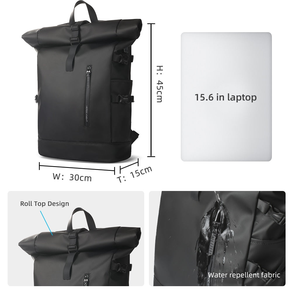 Black Waterproof USB Charging Backpack