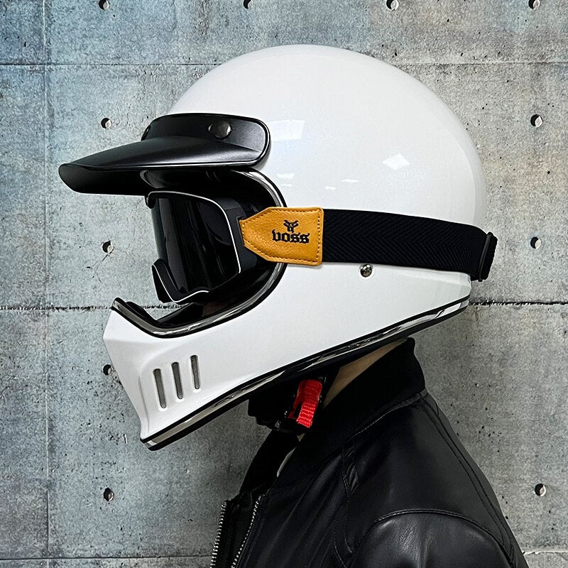 Full Face Vintage Racing Helmets with Glasses