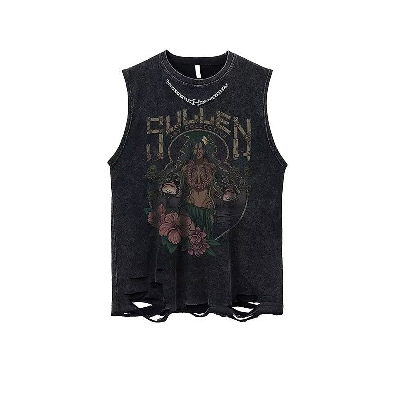 Demon Black Vintage Washed Vest