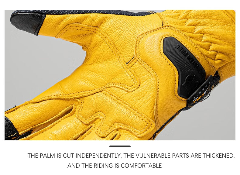 Denim Leather Designer Motorcycle Gloves