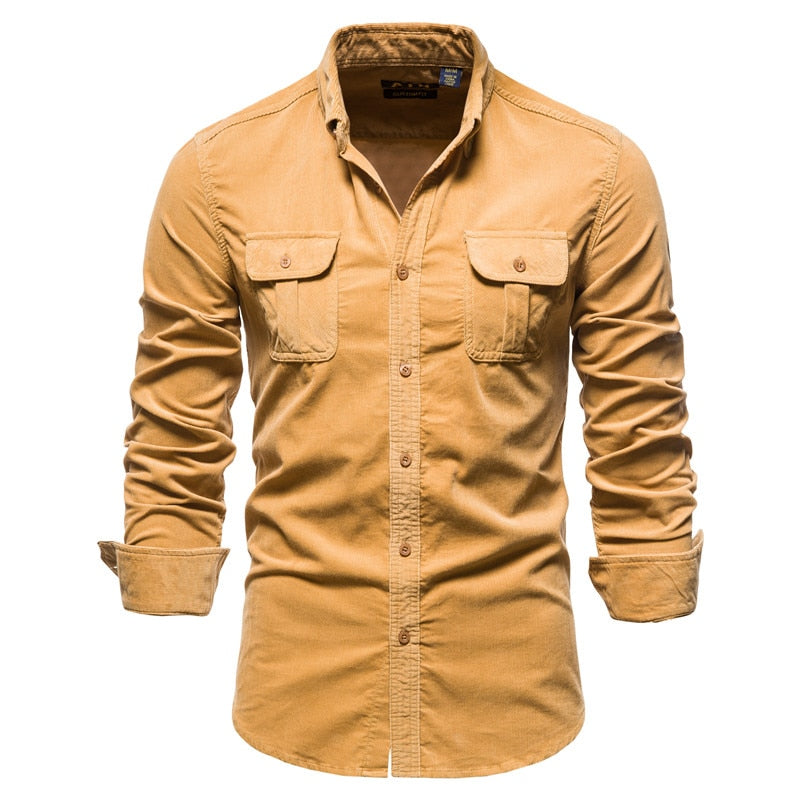 Corduroy Cotton Casual Slim Fit Shirt