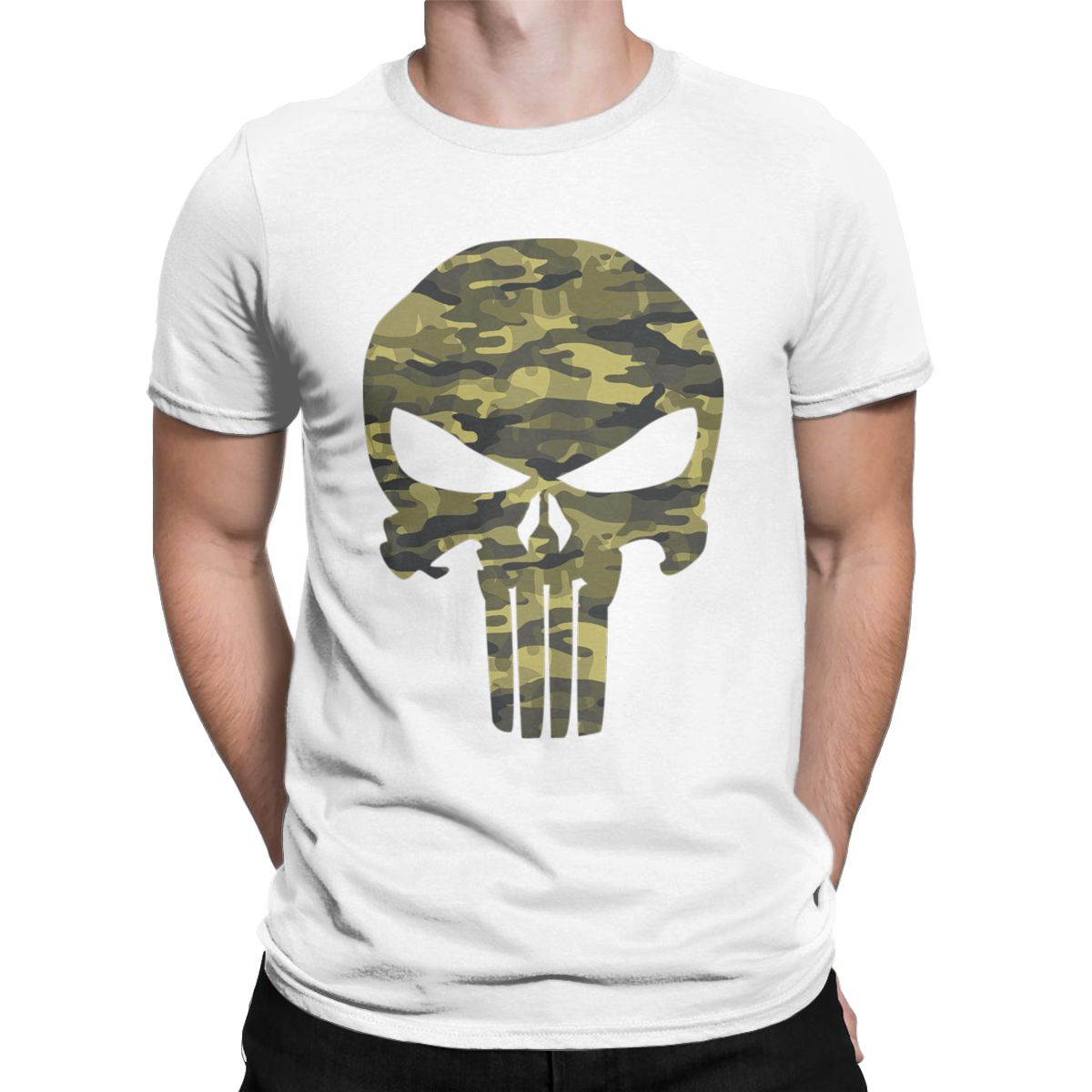 Punisher Skull Camouflage Cotton T Shirt