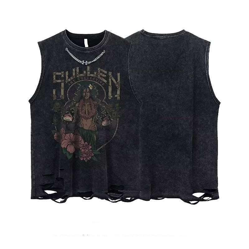 Demon Black Vintage Washed Vest