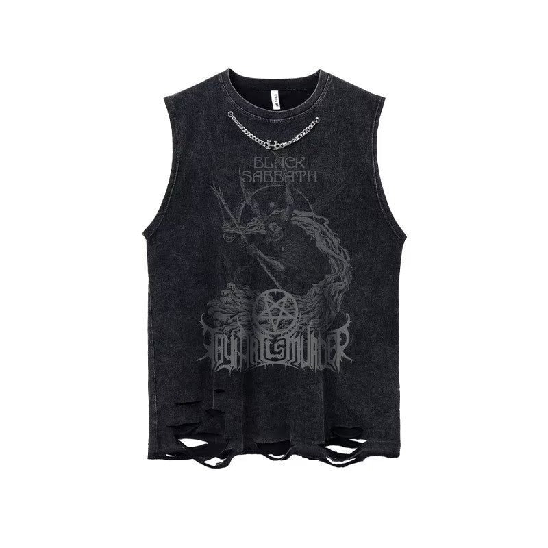 Demon Black Vintage Washed Vest