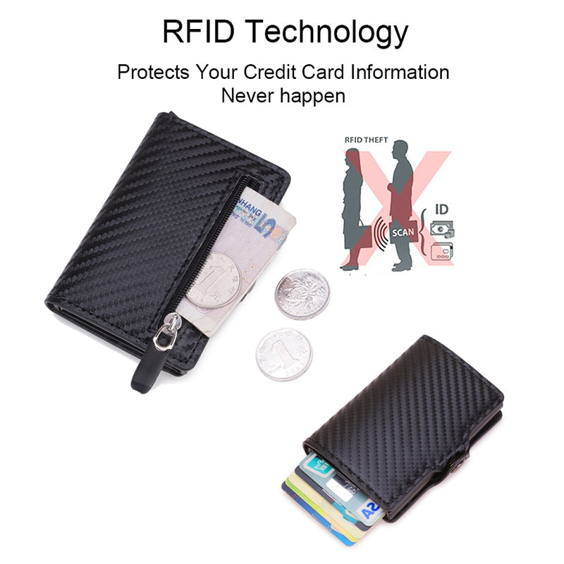 Carbon Fiber Anti Rfid Leather Credit Card Holders