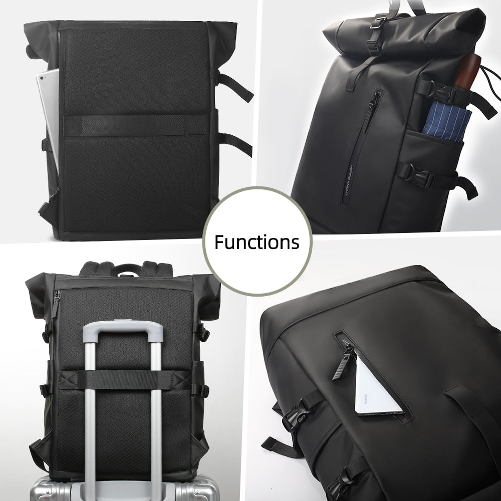 Black Waterproof USB Charging Backpack