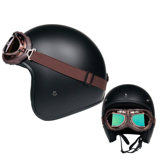 Unisex Vintage Motorcycle  Open Face Helmets with Glasses