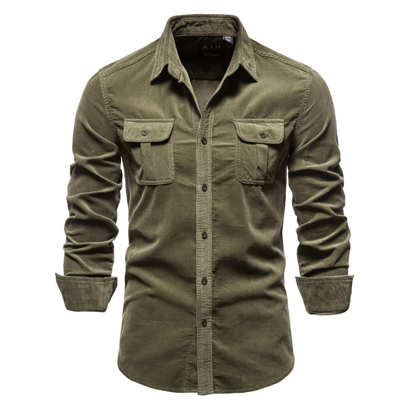 Corduroy Cotton Casual Slim Fit Shirt