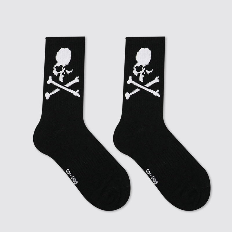 Black White Skull Cotton Socks