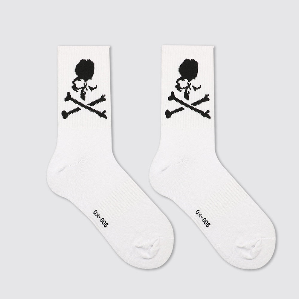 Black White Skull Cotton Socks