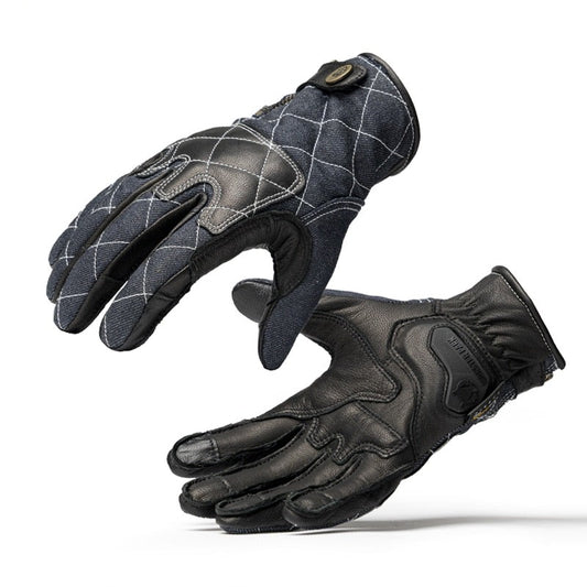 Denim Leather Designer Motorcycle Gloves