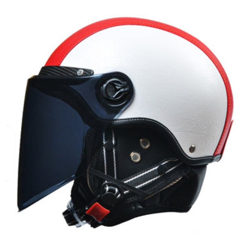 Retro Motorcycle Spike Visor Half Face Helmet