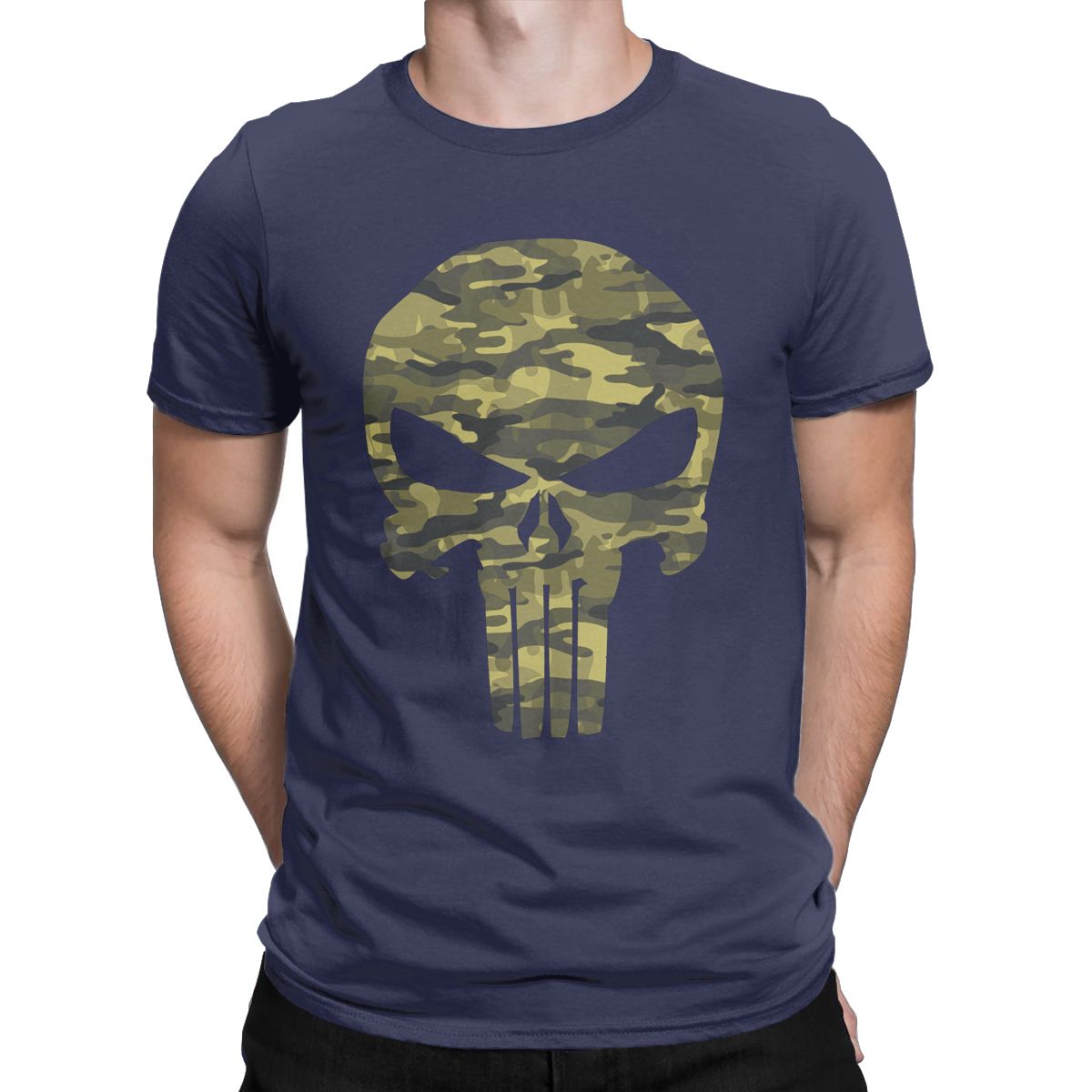 Punisher Skull Camouflage Cotton T Shirt