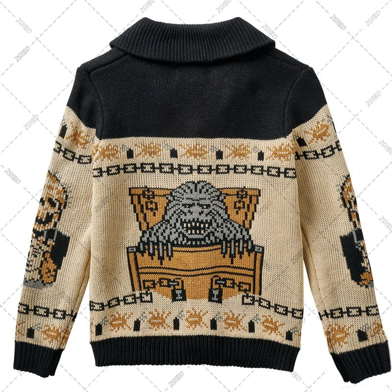 Gothic Ghost Pattern Skull Sweater