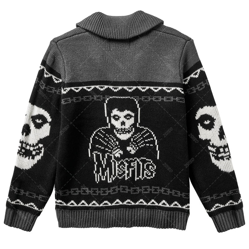 Gothic Ghost Pattern Skull Sweater