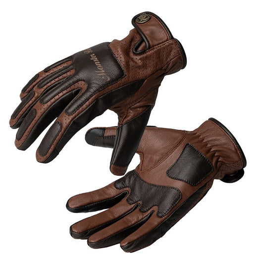 Dual Color Retro Sheepskin Motorcycle Gloves