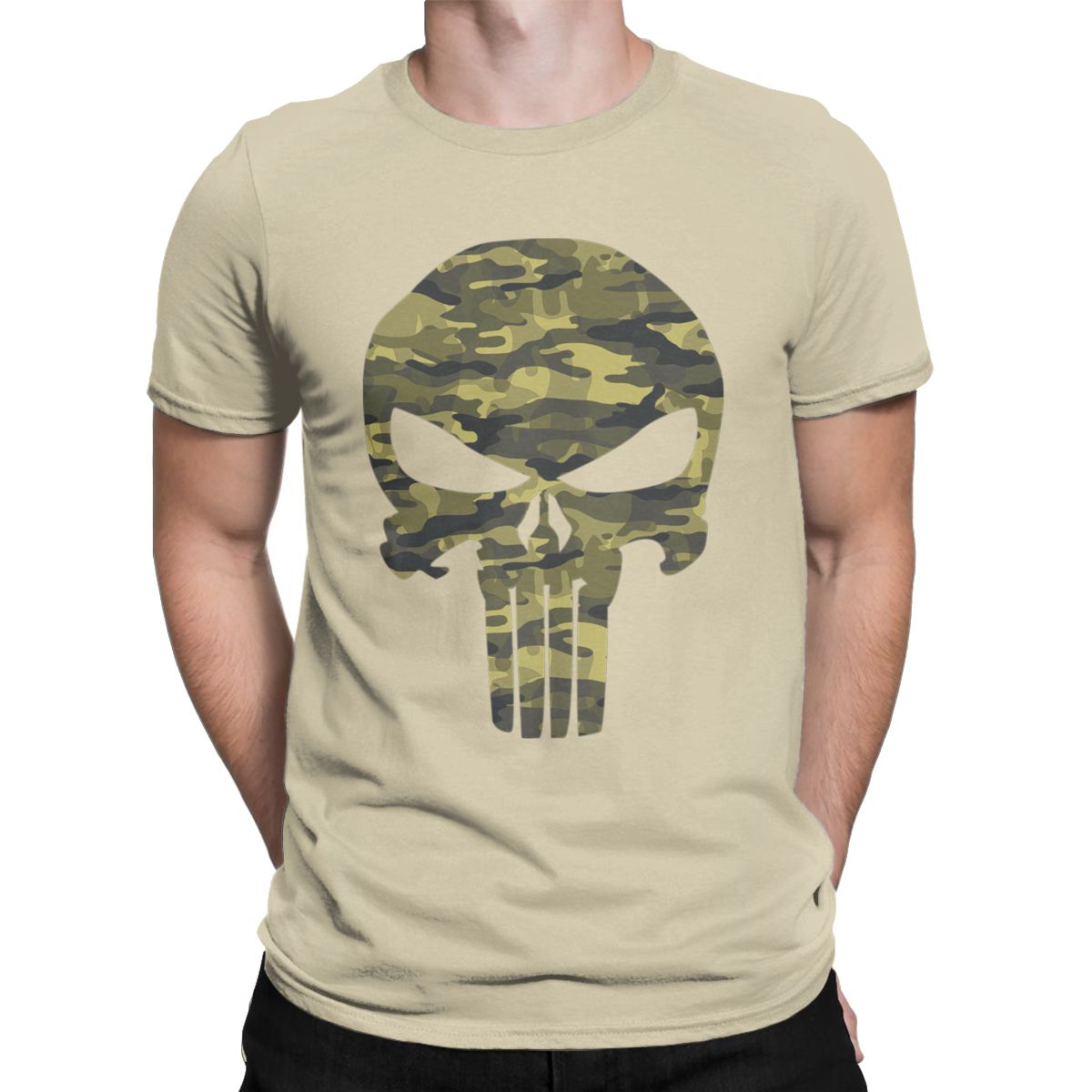 Punisher Skull Camouflage Cotton T Shirt