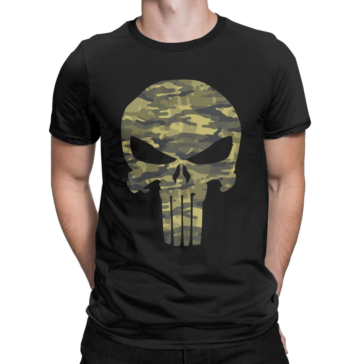 Punisher Skull Camouflage Cotton T Shirt