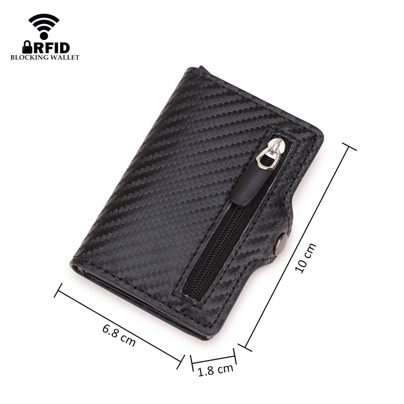 Carbon Fiber Anti Rfid Leather Credit Card Holders