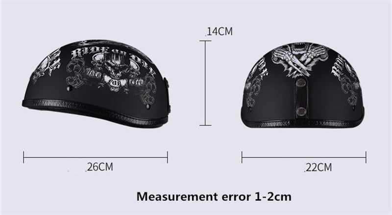 Printed Half Face Helmet With Removable Glasses and Mask