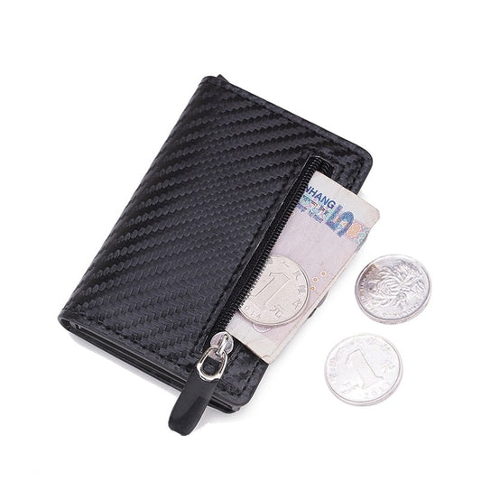 Carbon Fiber Anti Rfid Leather Credit Card Holders