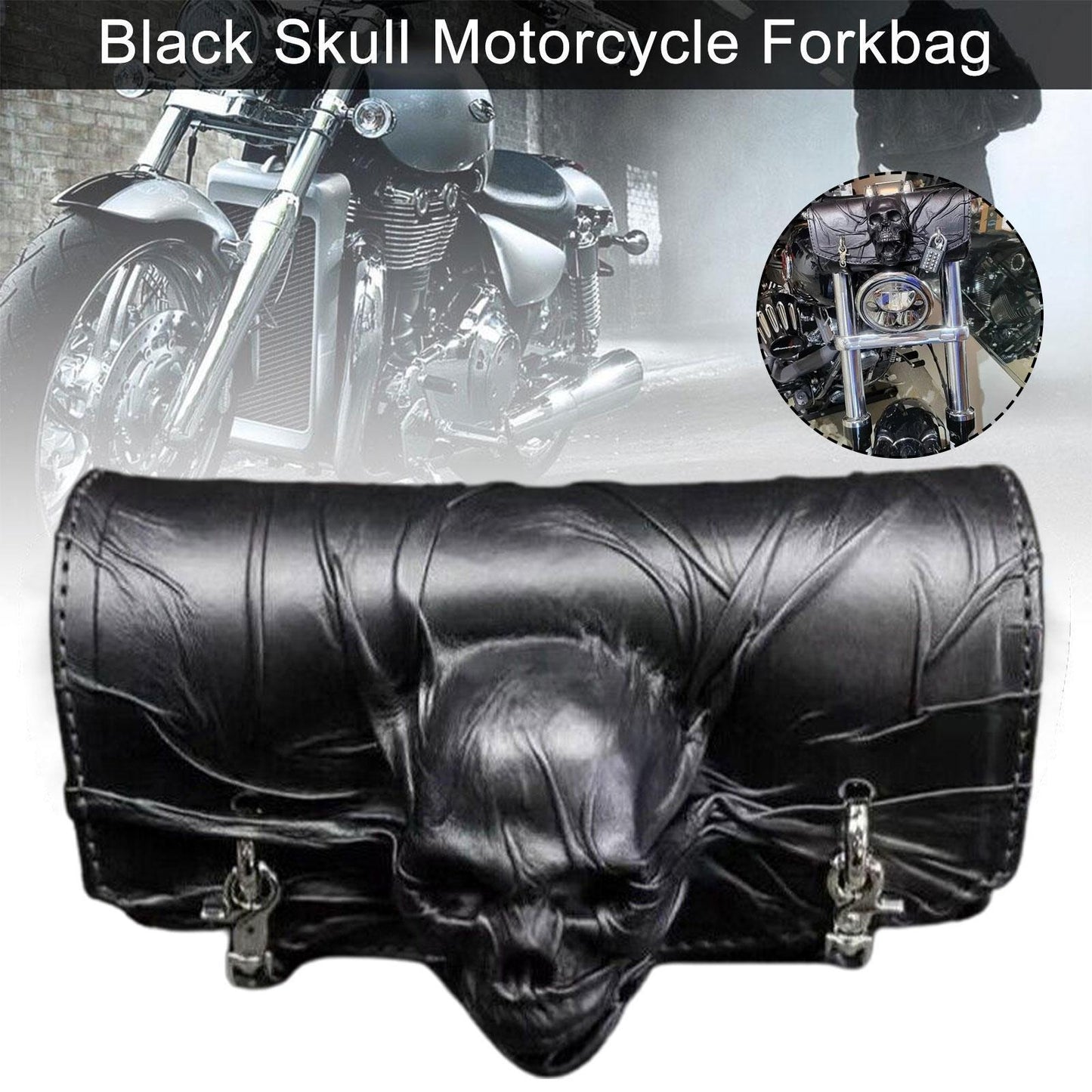 Skull Motorcycle Fork Saddle Bag