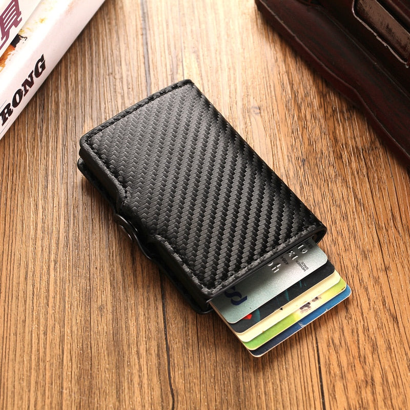 Carbon Fiber Anti Rfid Leather Credit Card Holders