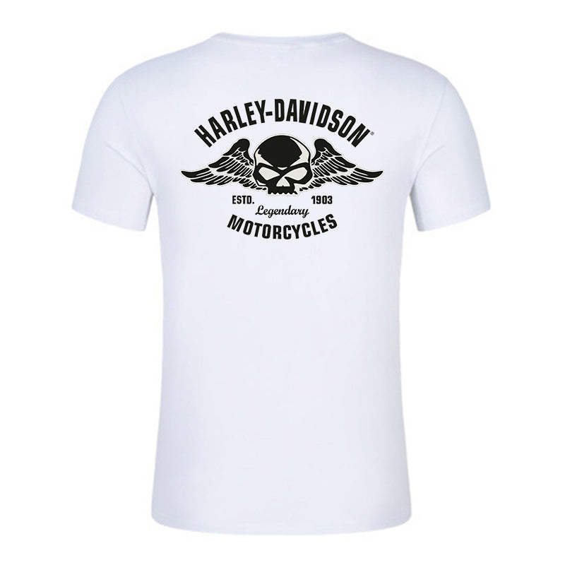 H D Skull Wings Cotton Hal;f Sleeve T-shirt